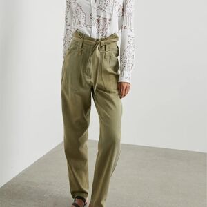 Olive Green High-Waisted Pants